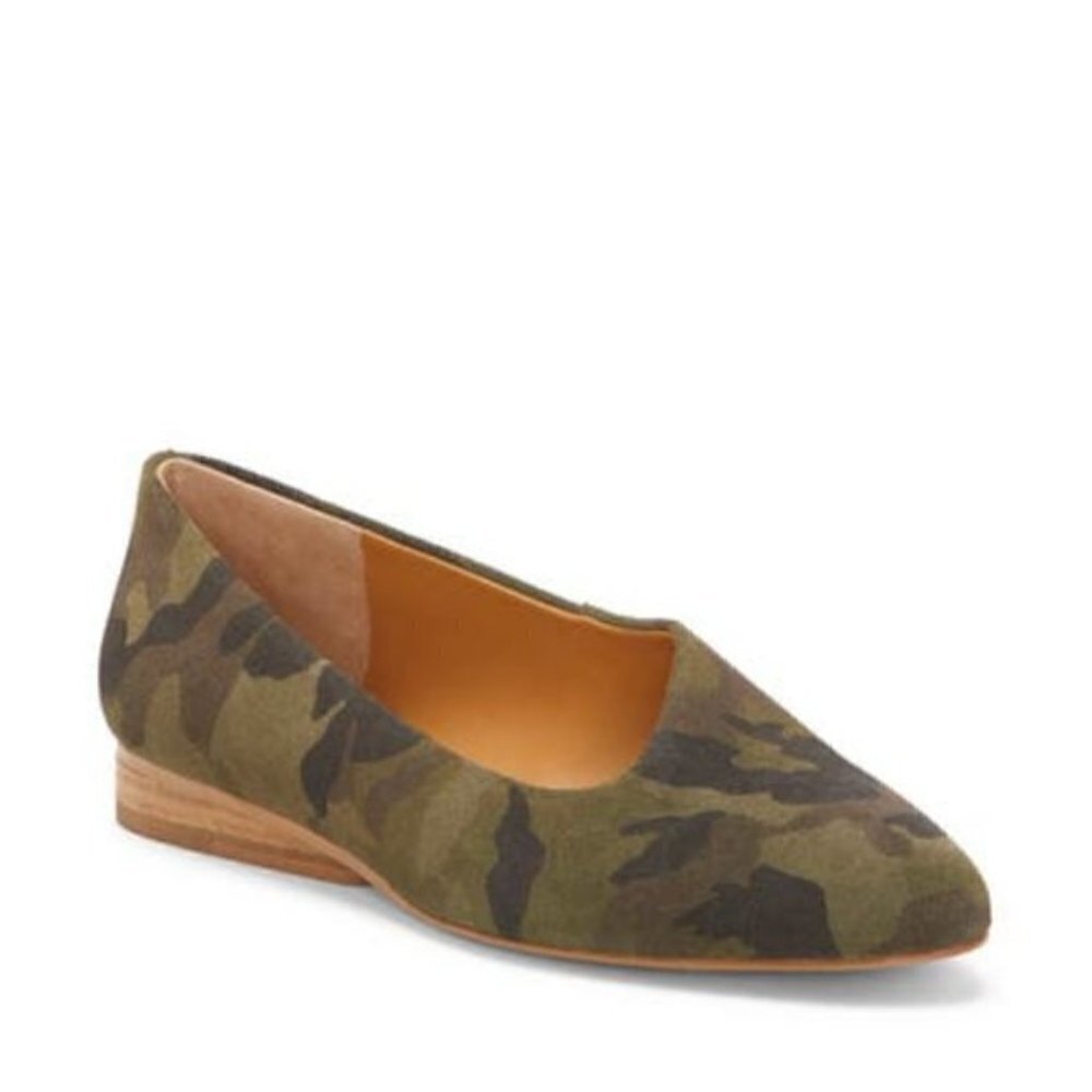 1.State Women's Size 5.5 Bennie Suede Skimmer Shoe Olive Green Camouflage